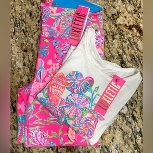 Lilly Pulitzer LUXLETIC leggings and matching top sz Med NWT